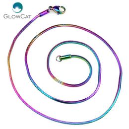 5pcs lot Rainbow Colol Square Snake 1 4mm Stainless Steel Chains Necklace 18'' 20 Link Chain Jewellery Making264e