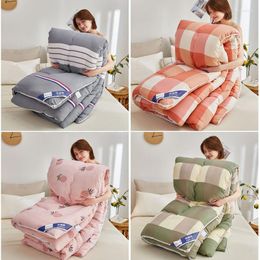 Blankets Stripes Plaid Blanket On Bed Winter Warm Large Thick Quilt Adults And Children Bedspread Cover Single Bedding Feather Filling