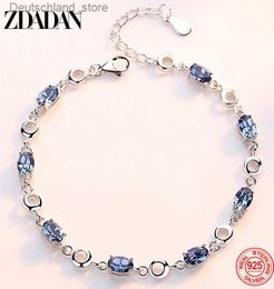 Charm Bracelets ZDADAN 925 Sterling Silver Sapphire Charm Bracelet Chain For Women Fashion Jewelry Accessories Q230925