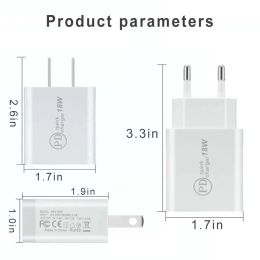 USB C Wall Charger 18W Power Delivery PD Quick Chargers Adapter TYPE C Plug Fast Charging for iPhone Pro max without Box ZZ