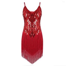 Stage Wear Women Fringe Latin Dance Dress Professional Sleeveless Sparkling Sequins Samba Rumba Tango Ballroom Costmes