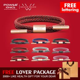 Power Ionics Reflective Braided Rope Titanium Germanium Wristband Bracelet Balance Energy Body Lettering2516