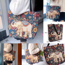 Lady Evening Bags Yunnan Xishuangbanna Embroidered Gold Silk Elephant Canvas Shoulder Bag Is a Great Gift Washable and Machine 230828