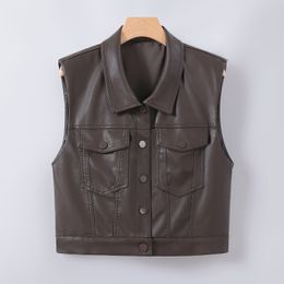 Women's Leather Faux Fur THEME 21 Women Vest Fashion Top Design 230923