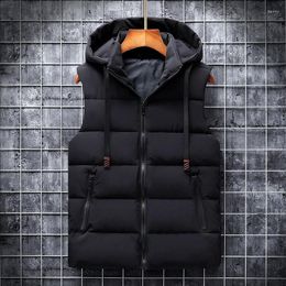 Men's Vests 6XL Men Vest Solid Casual Autumn Hooded Sleeveless Jackets Fashion Male Waistcoat Winter Plus Size Work Clothes