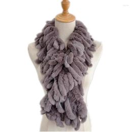 Scarves Winter Knitted Genuine Rex Fur Scarf With Tassel Women Warm Long Wraps Neck Warmer