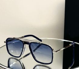 Square Sunglasses Silver Metal/Blue Gradient Mens Designer Sunglasses Shades UV400 Eyewear Unisex with Box