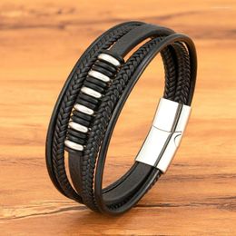 Charm Bracelets TYO Arrivals 4 Colours Multi-layer Leather Woven Bangle Stainless Steel Magnet Buckle Men Bracelet Valentine's Day Gift