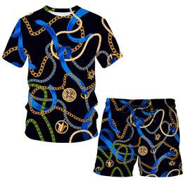 New Fashion Women/Mens Iron Chain Funny 3d Print T-Shirt / Jogger Shorts Casusal Tracksuit Sets S-7XL 007