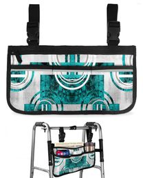 Storage Bags Abstract Retro Geometric Marble Texture Green Wheelchair Bag Armrest Side Electric Scooter Walking Frame Pouch