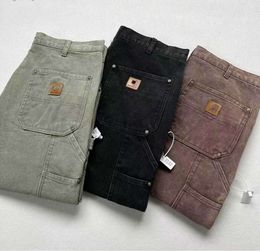 2023 men's pants fashion brand Carhart B01 B136 washed to make old overalls knee cloth logging pants trousers 93ess