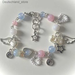 Charm-Armbänder Handgefertigte Engelsflügel-Perlenarmbändery2k kokettes Märchenarmband Q230925