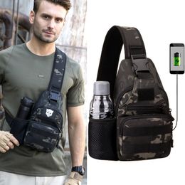 Backpacking Packs Outdoor Bags Tactical USB Sling Bag Army Military Molle Shoulder Chest Airsoft Hiking Hunting Waterproof Camouflage Backpack 230925