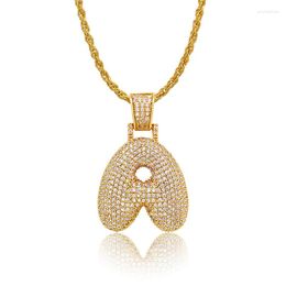 Pendant Necklaces Lucky Sonny Factory Price DIY A-Z Bubble Letters Necklace Initial A Alphabet Charm Gold Colour CZ Micro Pave Men Jewellery