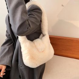 Evening Bags Trendy Plush Shoulder Bag For Women Winter Fluffy Tote Handbag Purse Female Faux Fur Top Handle Furry Underarm