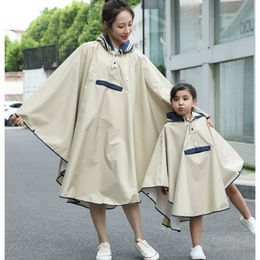 Rain Wear Korean Style Parent Child Rain Poncho With Bag Waterproof Raincoat For Kids Girls Students Raincoat With Space For Schoolbag 230925