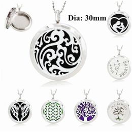 30mm Screw Plain 316L Stainless Steel Cloud Essential Oil Diffuser Pendant Necklace Chain And 10p Pads Necklaces2729