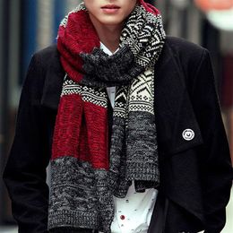 Scarfs men winter New Male Winter Multicolor Patchwork Vintage Men Knitted Scarf Winter Mens Scarves256G