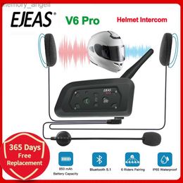 Walkie Talkie EJEAS Intercomunicador para Capacete Bluetooth V6 Pro Helmet Headset 1.2km IP65 Music Waterproof 6 Riders Interphone HKD230925