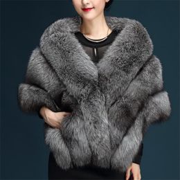 Women's Fur Faux 2023 Winter Coats luxury fur imitation mink poncho bridal wedding dress shawl cape women vest coat 230925