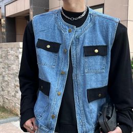 Men's Vests Korean Style Trend Loose Vest Men Casual Comfort American Retro Design Sense Niche High Street Cowboy Coat Boys