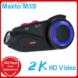 Walkie Talkie Maxto M3S Motorcycle Helmet Headset Bluetooth Intercom Waterproof Lens WiFi 1440p Video Recorder DVR Interphone HKD230925