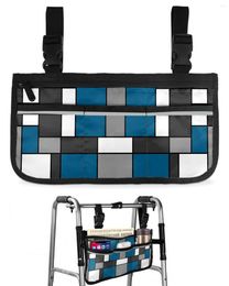 Storage Bags Geometric Figures Blue Abstract Wheelchair Bag With Pockets Armrest Side Electric Scooter Walking Frame Pouch