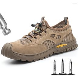 Boots Labor Protection Shoes Men's Steel Anti-smash Anti-puncture Function Breathable Suede Cowhide Work Safety C1119