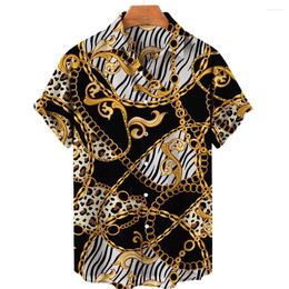 Men's Casual Shirts Baroque Style Luxury Summer Hawaiian 3D Oversized Tops Short Sleeve Buttons Loose Clothes European