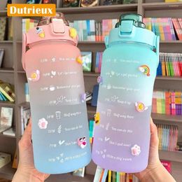 Water Bottles 2 Litres Bottle Motivational Drinking Sports With Time Marker Stickers Portable Reusable Cups