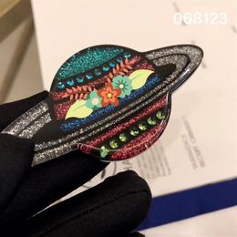 Fashion- new professional Ama Shite Colourful high-end resin drop oil Colour planet letters brooch pin jewelry194f