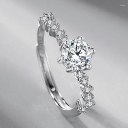 Wedding Rings Japanese And Korean Style Silver Colour Simulation Moissanite Ring Mirco Inlaid With Zircon Proposal Ceremony Luxury Jewellery