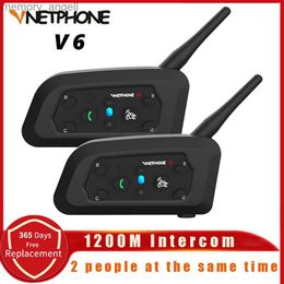 Walkie Talkie Vnetphone V6 Motorcycle Bluetooth Helmet Headset Intercom 1200M for Motorbike 6 Riders BT Wireless Waterproof Interphone MP3 HKD230925