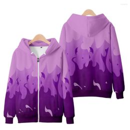 Men's Hoodies Sweatshirts Men Hoodie h Zipper Flame Purple and Red Print Cool Coat Women/men Jackets