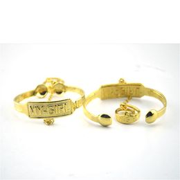 s New Fashion 9 k Solid Fine Yellow Gold GF Baby Bracelet Letter My-Girl Bangles With chain Ring Daughter Gift Jewelry297u