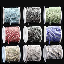 Chains 9Meters/Roll Ss6 2Mm Clear Crystal Sier Base Cup High Density Rhinestone Claw Chain Diy Trim Sew-On Jewellery Accessories New Dro Dhva5