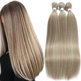 Human Hair Bulks Gladys Straight Hair Bundles Synthetic Straight Hair Extensions Premium Fibre Super Long Hair Weaving Curtains Full to End 230925