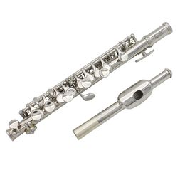 C key piccolo half size flute silver plated brass piccolo with leather case