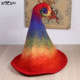 Party Hats Hats Ornaments Halloween Elf Creative Handmade Wool Felt Hat Cosplay Steeple Witch Fashion Street Funny Hats Costume Party 230925