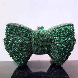 Evening Bags est Rhinestone Green/Black Clutch Purse Bow Luxury Diamond Women Red Evening Clutches Bags Wedding Bridal Bag Stones Handbags 230925