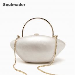 Evening Bags Pearl bead shaped acrylic clutch bag women designer evening party tote box purse ivory handbag 230925