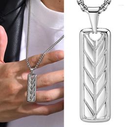 Chains High Quality Fashion Wheat Ear Stainless Steel Bar Pendant Necklace For Men Male Trend Geometric Personalised Waterproof Jewellery