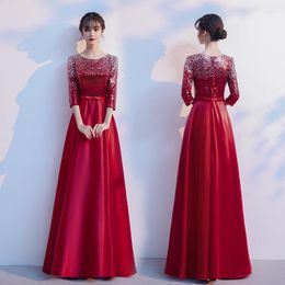 Party Dresses DLH-85#Cantata Performance Dress Wholesale Long Choir Host Evening Blue Wine Red Sequins Chorus Stylish Costumes