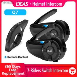 Walkie Talkie EJEAS Q7 Motorcycle Helmet Bluetooth Headset Intercom Up to 7 Riders Wireless Interphone V5.1 Waterproof Handlebar Remote Quick7 HKD230925