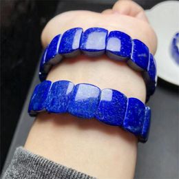 Link Bracelets Natural Lapis Lazuli Bangle Wholesale Design Stretch Polychrome Handmade Beads Healing Women Jewellery Gift 1pcs