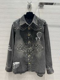 Lvity Jacket Lvse أعلى جودة Milan Runway 2023 New Autumn/Winter Polo Collar Mens Long Sleeve Denim Panel Top Brand Pase Coat Womens Designer Coat 0925-9