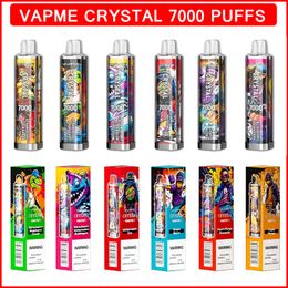 Original VAPME Crystal 7000 Puffs Disposable Vapes E Cigarette Rechargeable 650mAh Battery Prefilled 14ml Pods Carts Mesh Coil Vape Pen 12 Flavours