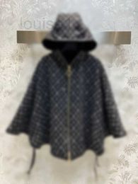 Women's Trench Coats designer 22 blogger's same double-sided Woollen hooded zippered cape jacket 5IZS