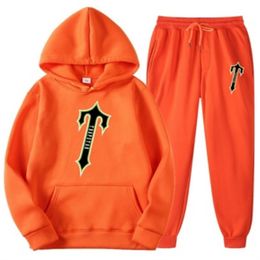 Men's Tracksuits Men's Tracksuit Trend Hooded 2 Pieces Set Hoodie Sweatshirt Sweatpants Sportwear Jogging Outfit Trap star Man Clothing 230925