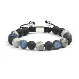 Fashion Design Stainless Steel Bracelet Mix 10mm Stone Macrame Bracelet Men Natural Mix Stones Universe Yoga Chakra Solar Bracelet181t